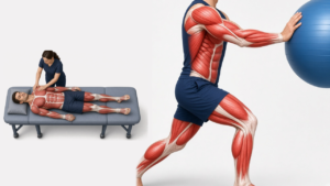 Hands-on joint preparation on the table, followed right away by active reaching and loading.